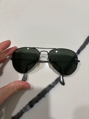 Ray-Ban Aviator Sunglasses - Black Frame with Dark Green Lenses